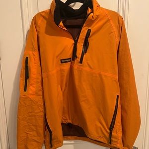 Mens neon orange work wear rain hoodie